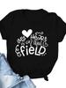 My Heart Is On That Field Print Женская футболка с коротким рукавом и круглым вырезом Свободная женская футболка Женская футболка Топы Camisetas Mujer