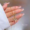 Light Luxury Full Diamond Micro-Inlaid Zircon Sprouting Large Flower Necklace Copper Electroplated Real Gold Pendant