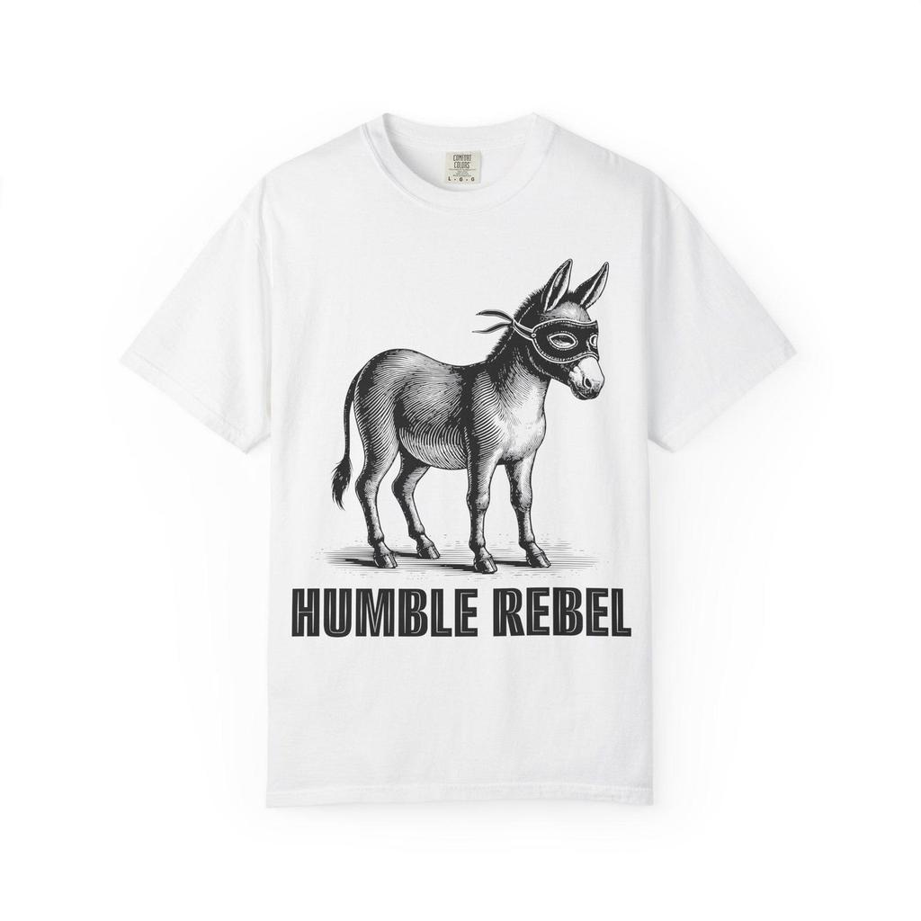 Humble Rebel donkey illustration T-shirt | masked mule graphic tee
