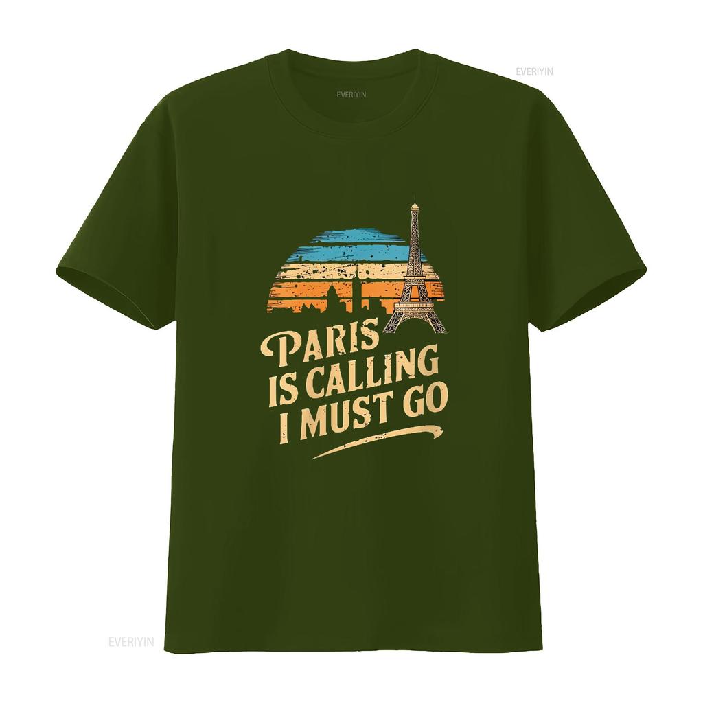 Женская футболка с круглым вырезом Paris Is Calling And I Must Go, винтажная стирка, для повседневной носки, с изображением Эйфелевой башни, Франция, путешествие