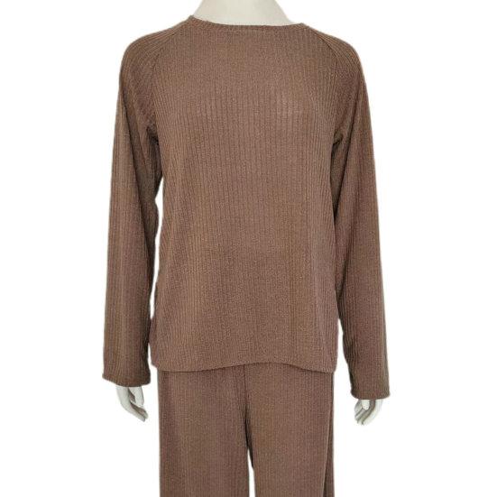 Женский комплект из 2 шт./компл., свитер, брюки, вязаный эластичный круглый вырез, свободный, с широкими штанинами, с эластичной резинкой на талии, толстый, мягкий, теплый, домашняя одежда, одежда для сна, женская зимняя осень