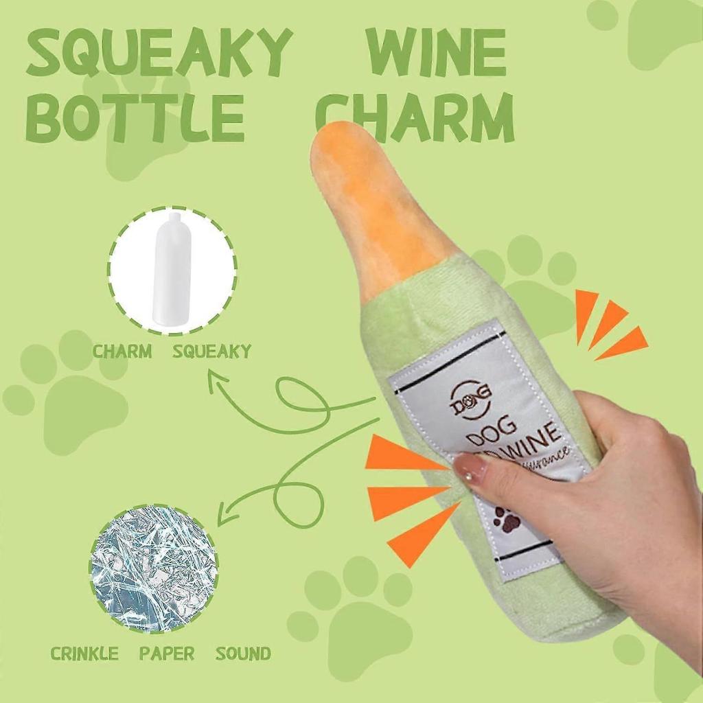 Plush Squeaky Dog Toy - Wine Bottle Shape Interactive Chew Toy for Small/Medium/Large Dogs, Stuffed Funny Dog Toys, Ideal for Indoor Home Play & Outdo