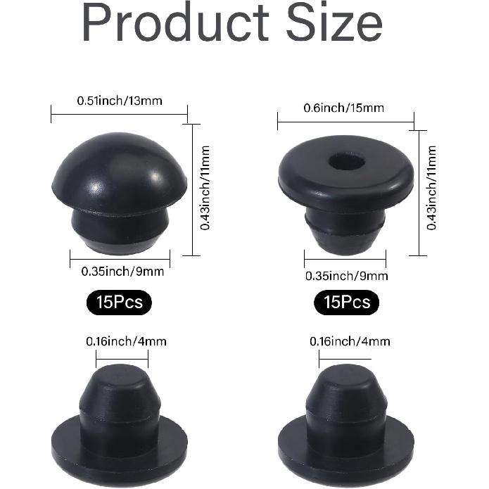 30Pcs Floor Bottle Jack Oil Filler Plug 9mm Horizontal Rubber Filler Bung Jack Oil Plugs Hydraulic Filler Bung for Oil Reservoir Fill Hole Floor