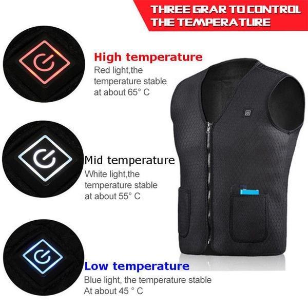 S-3XL USB Heating Tank Top Men's Winter Electric Sleeveless Jacket Outdoor Heating Tank Top Hiking Heating Tank Top (Excluding Power Bank)