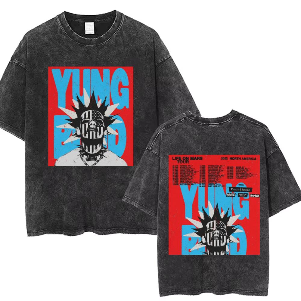 Washed Vintage Rock Singer Yungblud Tour Tshirt Men Women Retro Fashion T Shirt Male Casual Oversized Tshirts Streetwear