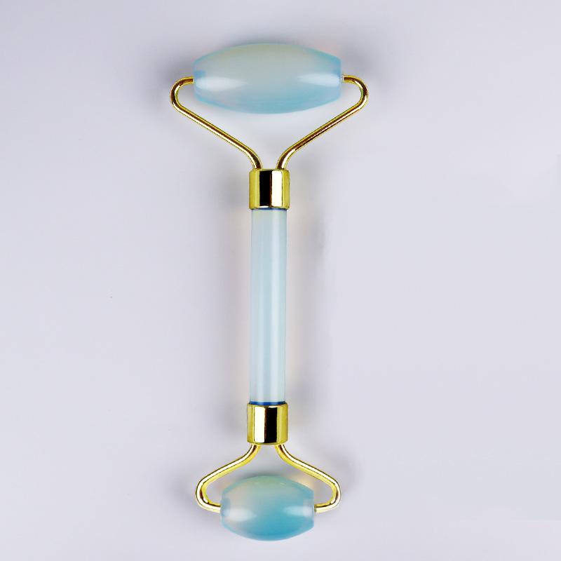 Популярный набор для массажа с роллерами Pink Crystal Jade: Массажер с двумя головками в форме сердца для глаз и лица.
