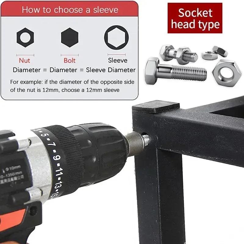 9/14pcs Power Nuts Driver Drill Bit Tools Set SAE and Metric Socket Wrench Screw 3/16~7/16,5~12mm Driver Hex Keys Wrench Set