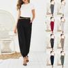 Женские однотонные свободные брюки с низкой талией и широкими штанинами, длинные брюки, повседневные брюки