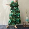 Short Sleeve Plus Size Cotton Vintage Floral Dot New In Dresses for Women Casual Loose Long Summer Dress