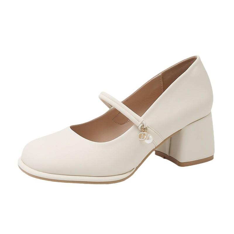 Туфли женские Мэри Джейн 2025 новые толстые каблуки высокие каблуки маленькие кожаные туфли одинарные туфли женские туфли