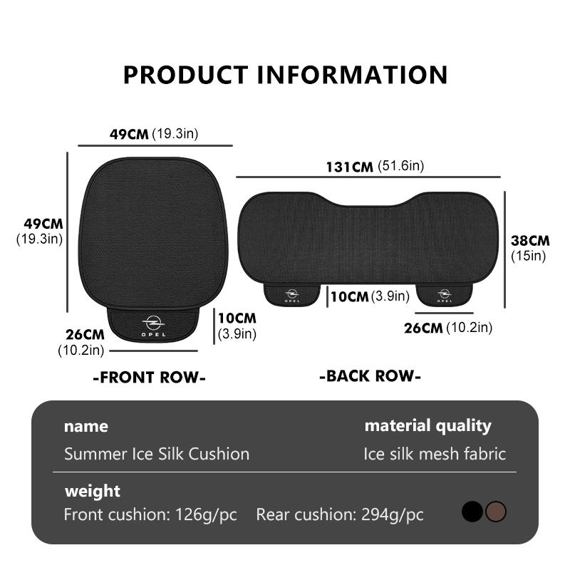 AAJB1 For Opel Soft Car Logo Ice Silk Seat Cushion Pad Protector Cover Insignia Corsa Grandland Antara Zafira Mokka Ampera