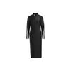 X Samuel Gui Yang Striped Colorblock Side Split Long Sleeve Dress Women Dress Black JF6666