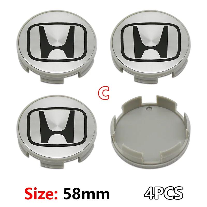 58/69mm Car Wheel Hub Center Caps 4PCS ABS Wheel Rim H Logo Cover for Honda Civic Accord CR-V Fit Auto Exterior Accessories ajk256