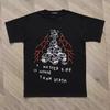 High-quality Summer Short-sleeved Men's TUFF CROWD WASTED LIFE Skeleton-dog Head Short-sleeved T-shirt for Men and Women