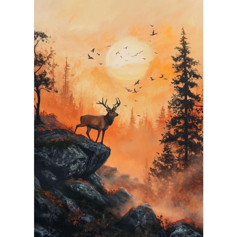 Дикая природа Два оленя Слон Лебедь Кит Настенное искусство Холст Масло Живопись Постеры и Принты Настенные картины для гостиной Домашний декор