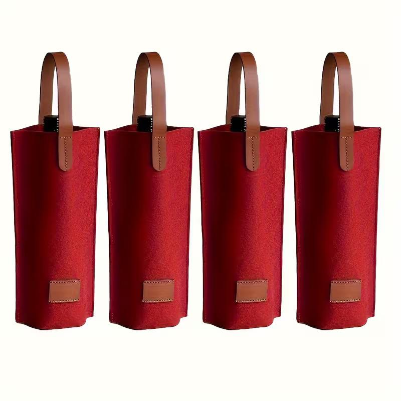 Felt wine bag with handle,single bottle champagne storage bag,thickened non-woven felt wine bag,single bottle holder bag(1/4pcs)