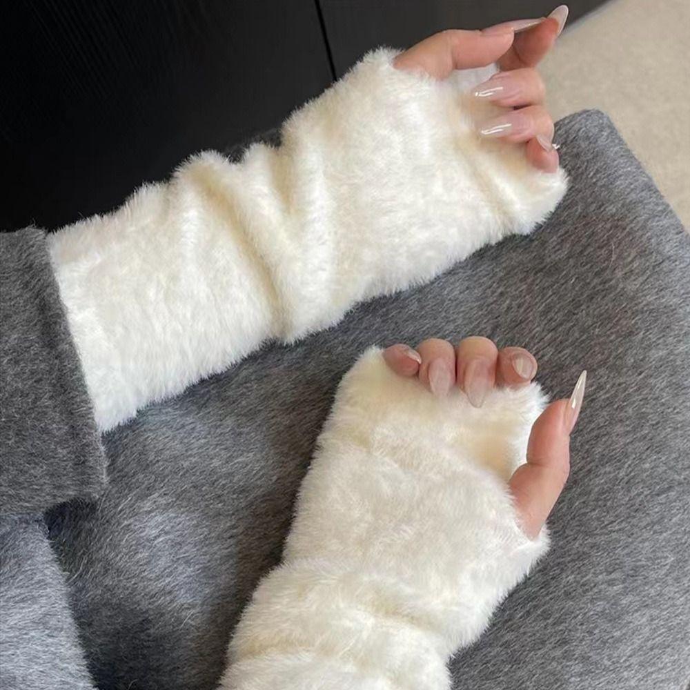 Half Finger Long Wrist Gloves Arm Warmers Elbow Mittens Knitted Fingerless Gloves Girl Boys