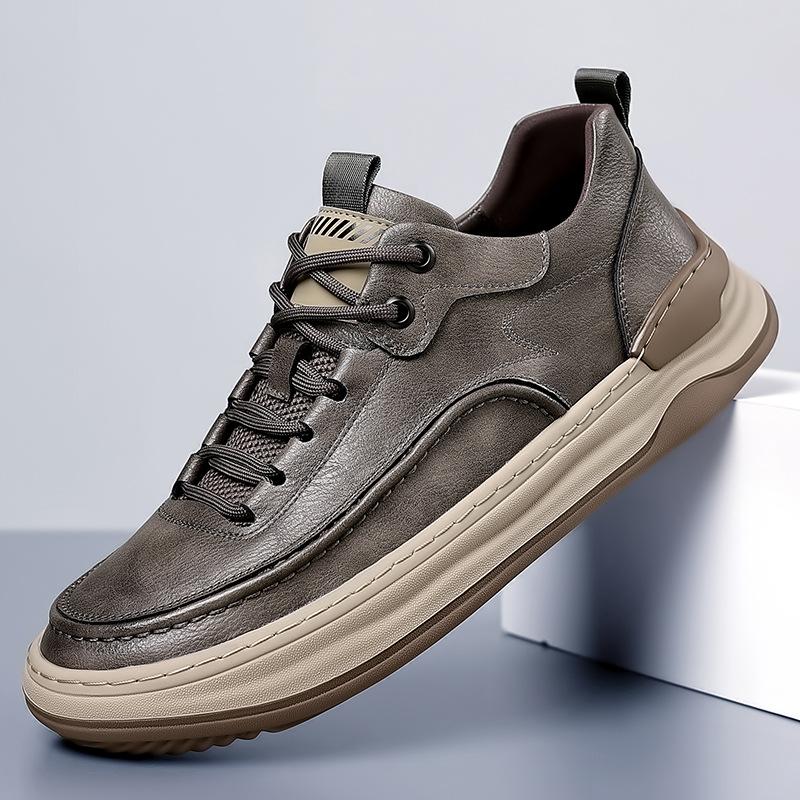 New Designer Cow Leather Sneakers for Men Spring Autumn New Designer Board Shoes Male Lace Fashion Casual Sports Shoes Man
