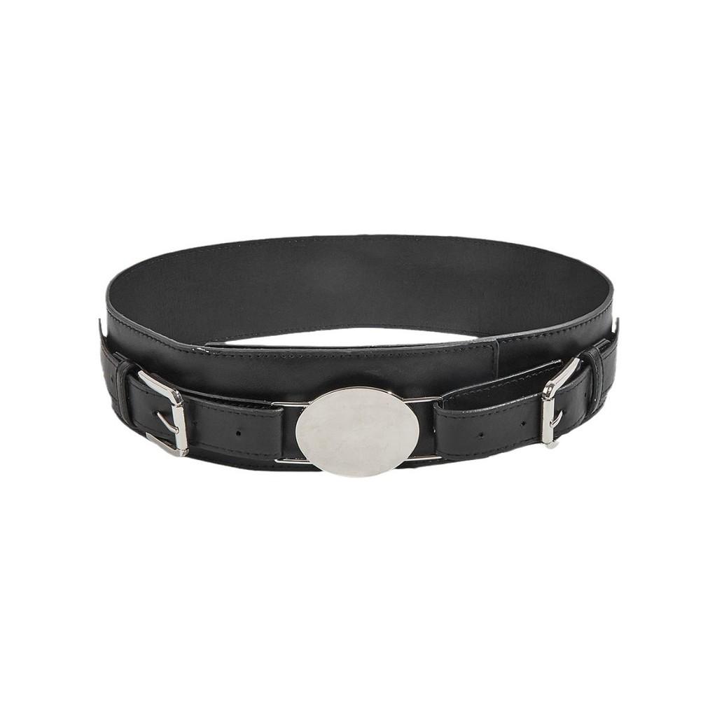 Wide Faux Leather Belt For Women With Square Buckle Handmade Beaded Decor For Autumn Winter Fashion