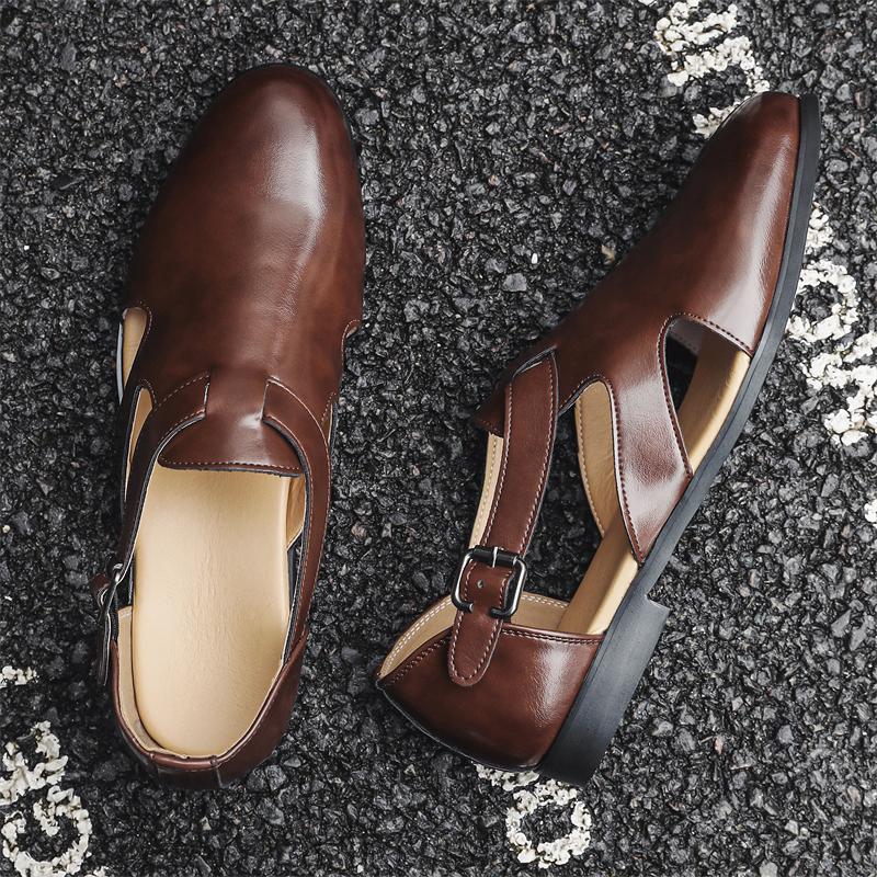 Модные роскошные брендовые мужские высококачественные сандалии для отдыха на открытом воздухе, удобные деловые кожаные повседневные туфли, ажурные дышащие сандалии для платья, мокасины