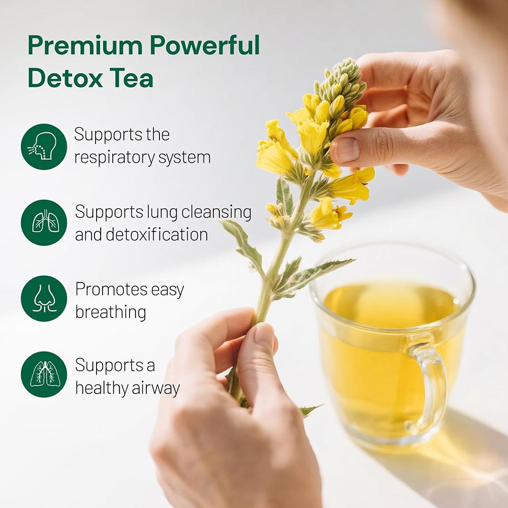 Mullein Tea Bags for Lung Cleanse, Respiratory Support and Mucous Membranes, Herbal Tea Caffeine Free, Non-GMO, 20 Tea Bags