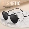 Magnetic Suction Retro Titanium Myopia Glasses with Polarized Gray Sunglasses - Ultra-Light Frame for Small Faces