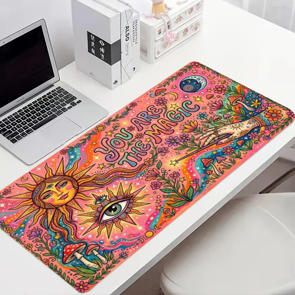 Colorful Patterns Mouse Pad Large Computer Office Game Table Mat Rubber AntiSlip Stitched Edge Keyboard Mats 90x40 Xxl Desk Pad