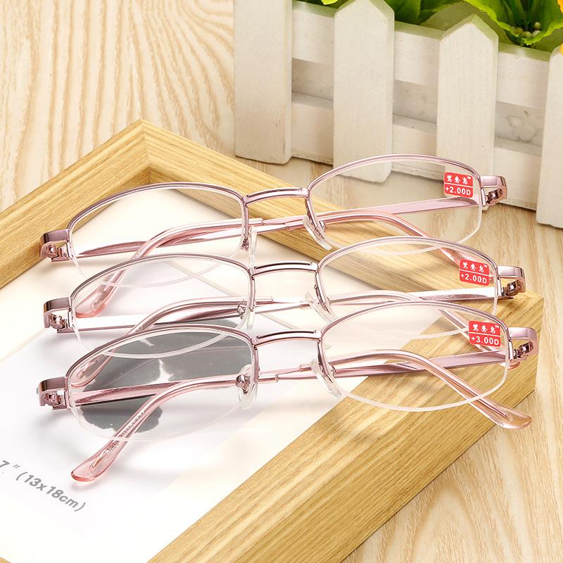 Half Frame Metal Alloy Anti-fatigue Women Reading Glasses High Quality Purple Presbyopic Glasses +1.0 +1.5 +2.0 +2.5 To +4.0