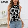 Women's New Simple Sexy Slim Printed Commuter Pop Sleeveless T-Shirt Top