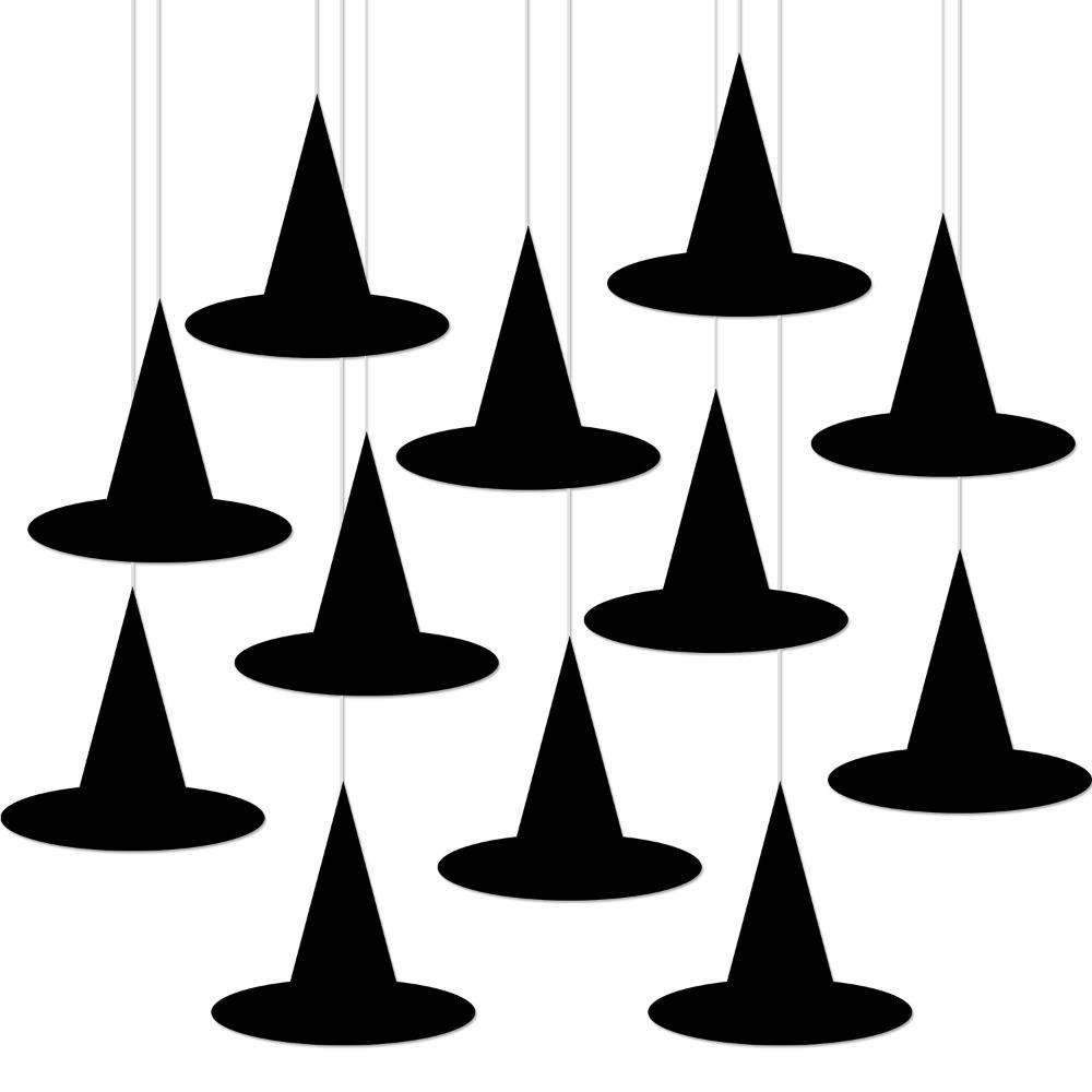 12pcs Handmade Witch Hat Decoration DIY Hanging Wizard Caps Haunted House