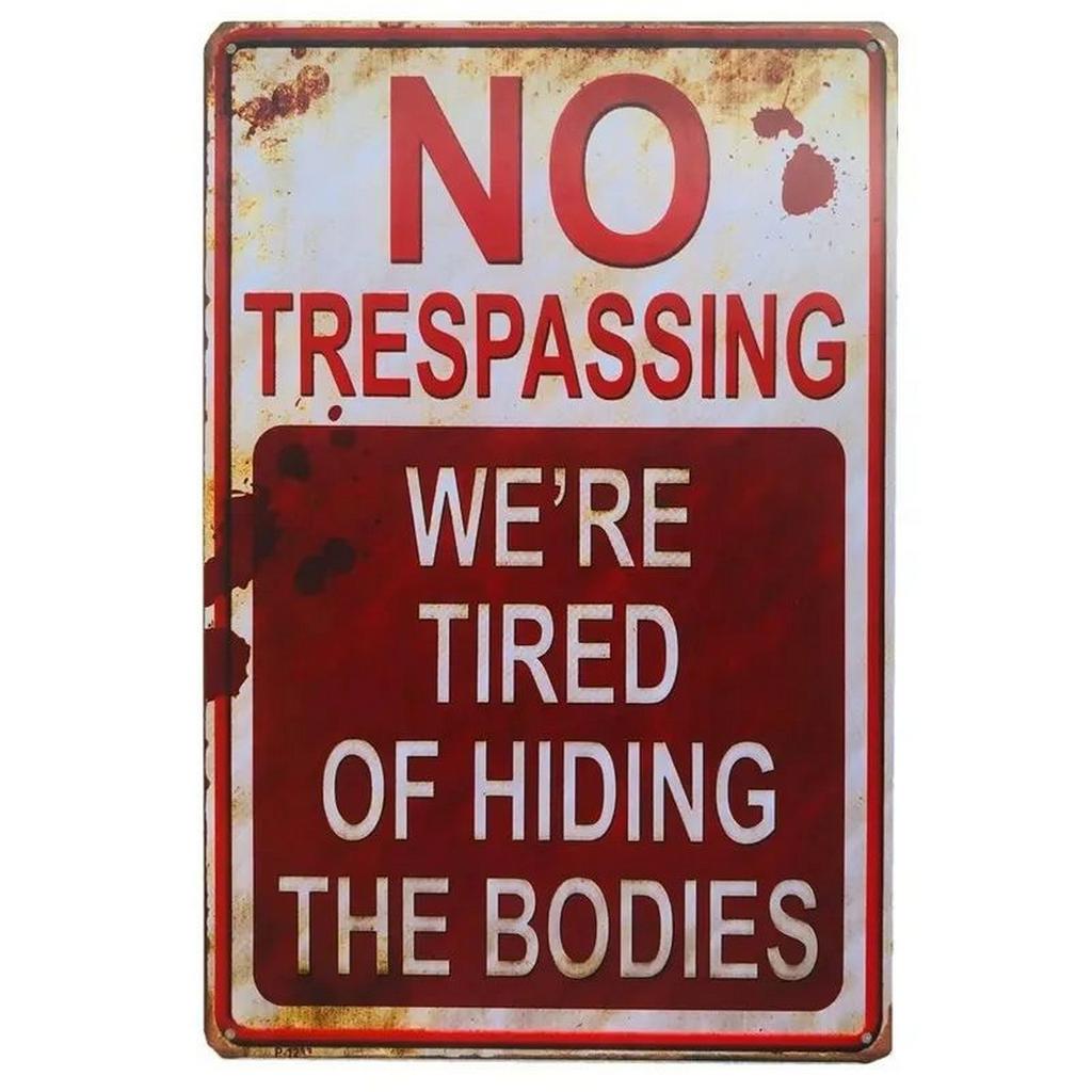 HD Metal Tin Sign Vintage Funny Warning  Restricted Area Wall Decor Retro Gun Zombie Radiation Sign for Home Bar Garage Man Cav