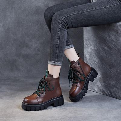 Ботинки Martin из натуральной кожи, увеличенная высота, короткие сапоги с толстой подошвой