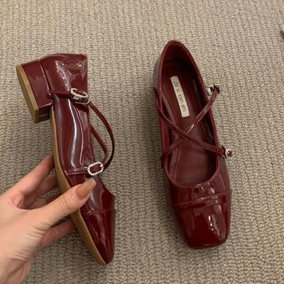 Туфли «Мэри Джейн» на среднем каблуке, новая женская обувь, балетки в стиле ретро на толстом каблуке, обувь с перекрестной пряжкой, обувь на мелкой мягкой подошве