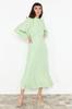 Women's Fashion New Hijab Dress Mint Jacquard Floral Woven Dress