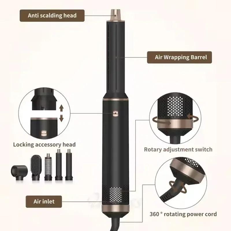 Супер фен для волос Профессиональный фен Многофункциональный щипцы для укладки волос 5 в 1 Стайлер для волос Бесщеточный мотор Быстрая сушка