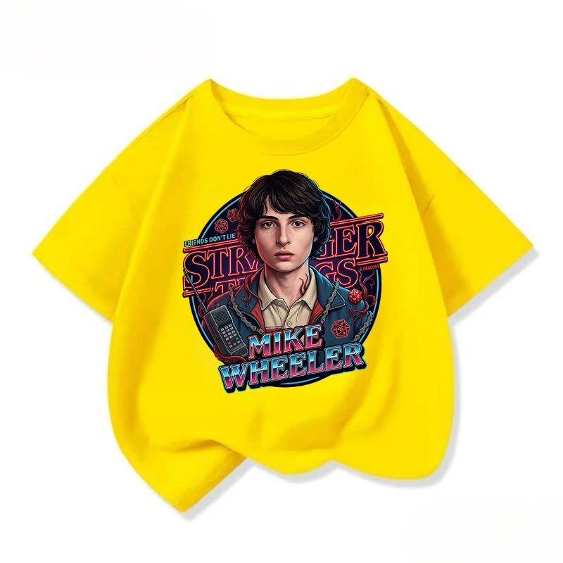 Модная детская футболка со стильным принтом 'Stranger Things', Крутой уличный стиль, Летняя повседневная одежда