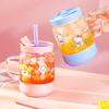 Для стакана-кружки Sanrio из высокоборосиликатного стекла, кофейной кружки для молока, мультяшной кружки для сока и овсянки с термостойким силиконовым чехлом