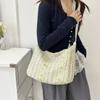 Korean Style Canvas Shoulder Bag Large Capacity Shopping Tote Bag Cute Cartoon Crossbody Bag  Girl