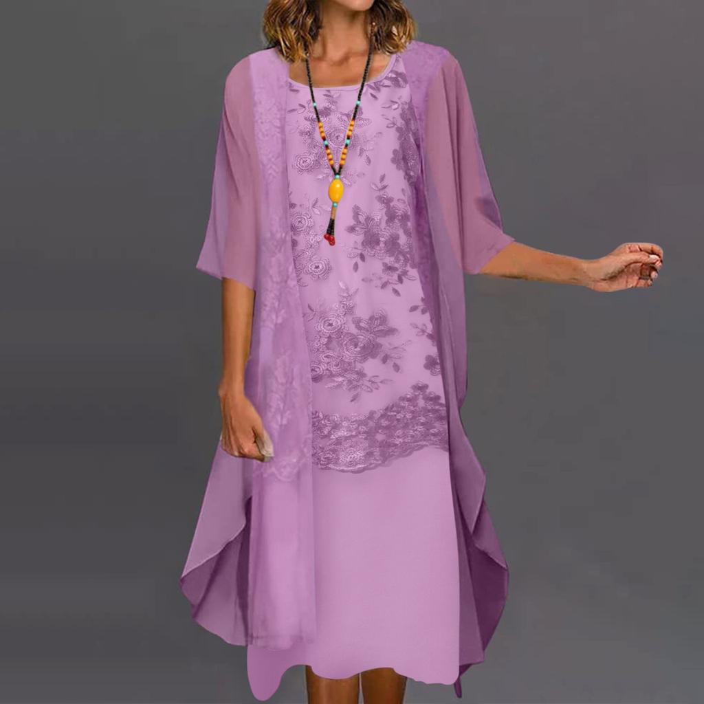 Women's Lace Print Cocktail Dress Festive Bridesmaid Wedding Midi Evening Dresses Sleeveless Vintage Tulle Cardigan