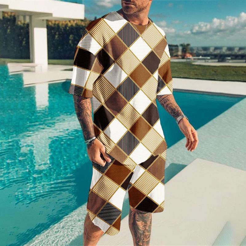 Мужская мода, новый спортивный комплект, летние повседневные освежающие шорты с 3D покерным принтом и короткими рукавами, топ большого размера в стиле Y2K