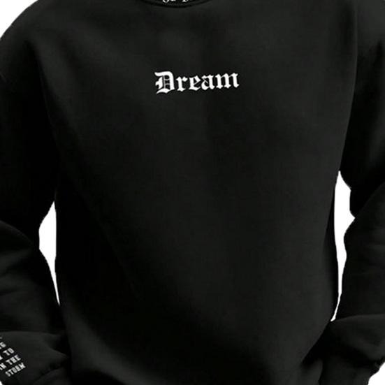 Мужской осенне-зимний свитшот с круглым вырезом и длинным рукавом с буквенным принтом, длинный рукав, толстый, свободный, мягкий, теплый, мужской повседневный топ средней длины