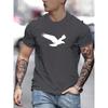 Eagle Pattern T-shirt, Summer and Autumn Men's Casual Street Style Slightly Stretched Round Neck Cotton T-shirt