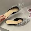 Stiletto Rhinestone Slippers Pointed Toe Women's Versatile Mule Slippers Women's Fashion