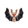 Rinhoo Gothic Black Enamel Bat Brooches For Women Men Vintage Red Eyes Rhinestone Bat Lapel Pins Animal Badge Halloween Jewelry