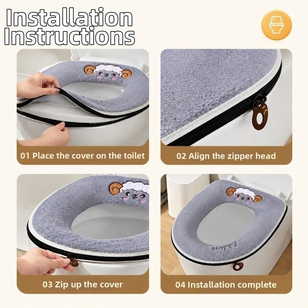 Skin-Friendly Sheep Toilet Seat Cushion Warm Toilet Gasket Universal Toilet Mat Bathroom Accessory