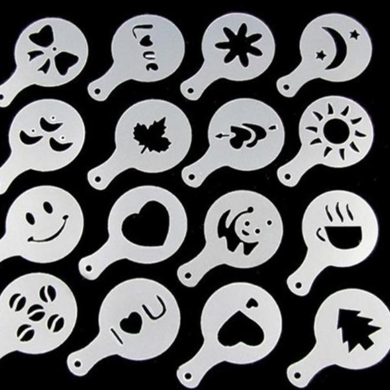 Professional Coffee Printing Templates Plastic Latte Art Stencil Milk Foam Stencil Mat Bubble Tea Baking Tools