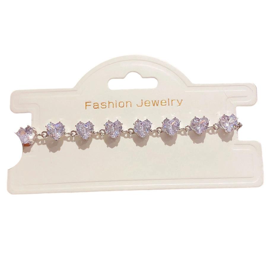 Elegant Heartshaped Zircon Silver Bracelet For Women With Luxury Style And Versatile Gift Use