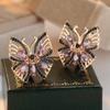 Изысканные полые циркониевые серьги-бабочки для женщин, золотого цвета, свадебные ретро-темпераментные ювелирные изделия, подарок