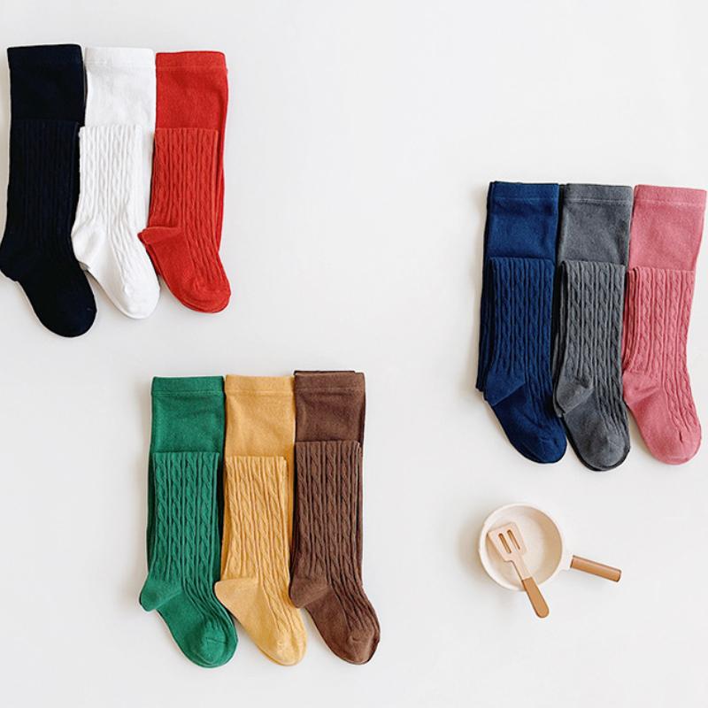 Детские колготки Весна и Осень Новые Однотонные с Узором «Косичка» Леггинсы для Девочек