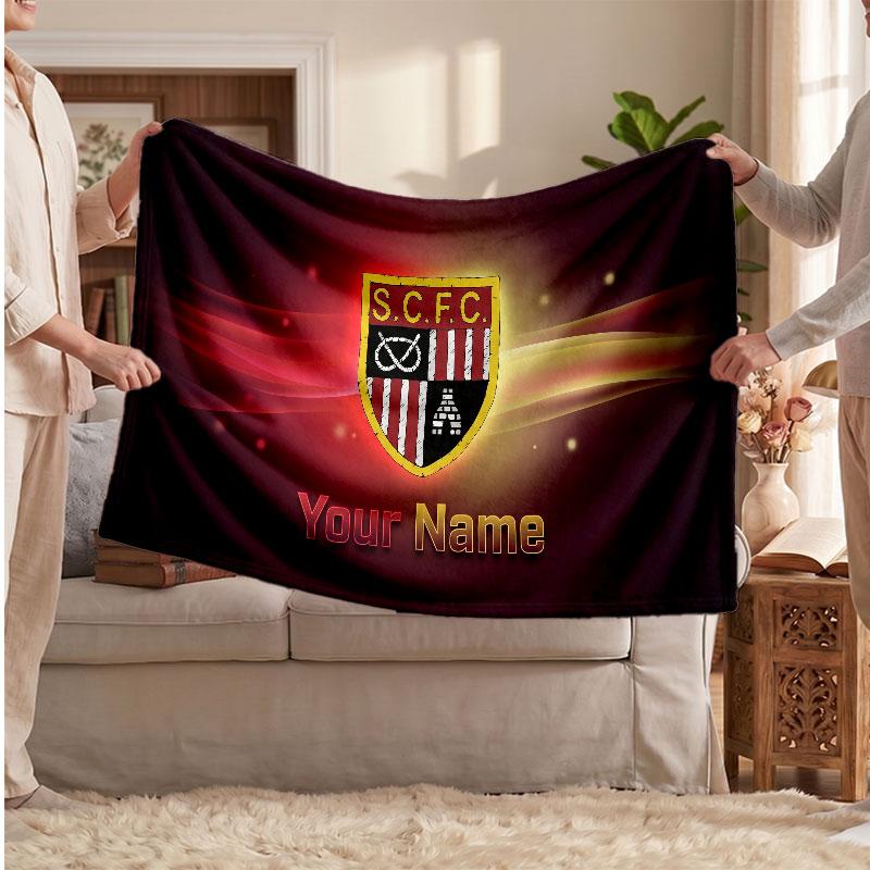 Sunderland FC Personalized Fleece Blanket With Football Logo, Custom Name Text Soft Warm Home Throw Blanket